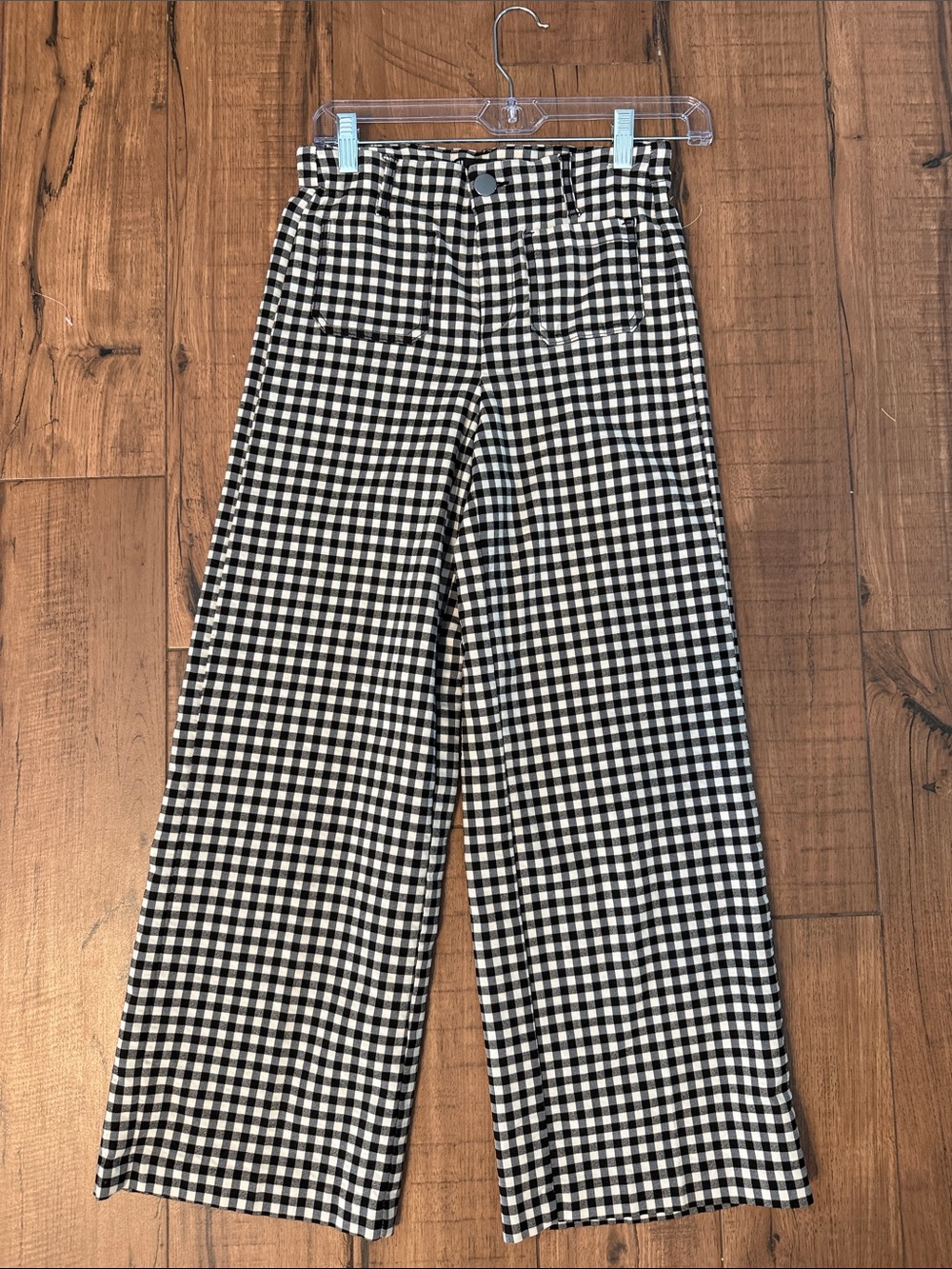 New Jules & Leopold Black & White Gingham Wide-Leg Crop Pants XS